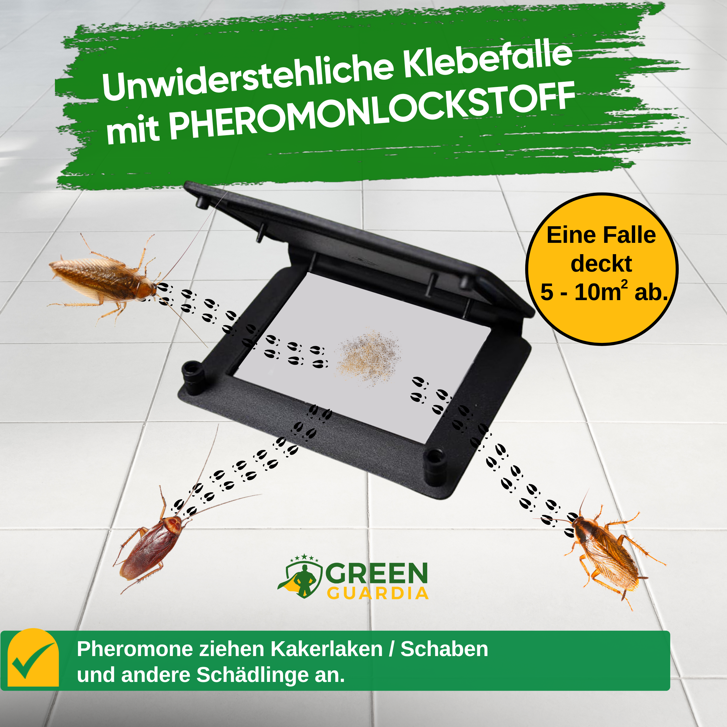 Cockroach trap with pheromone attractant