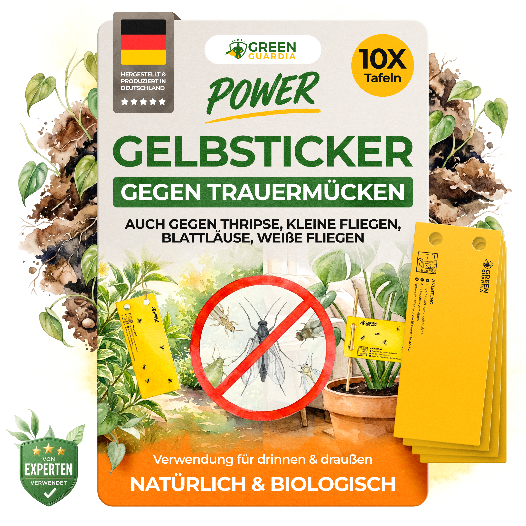 Gelbsticker (10x Stück inkl. Bambusstäbchen)