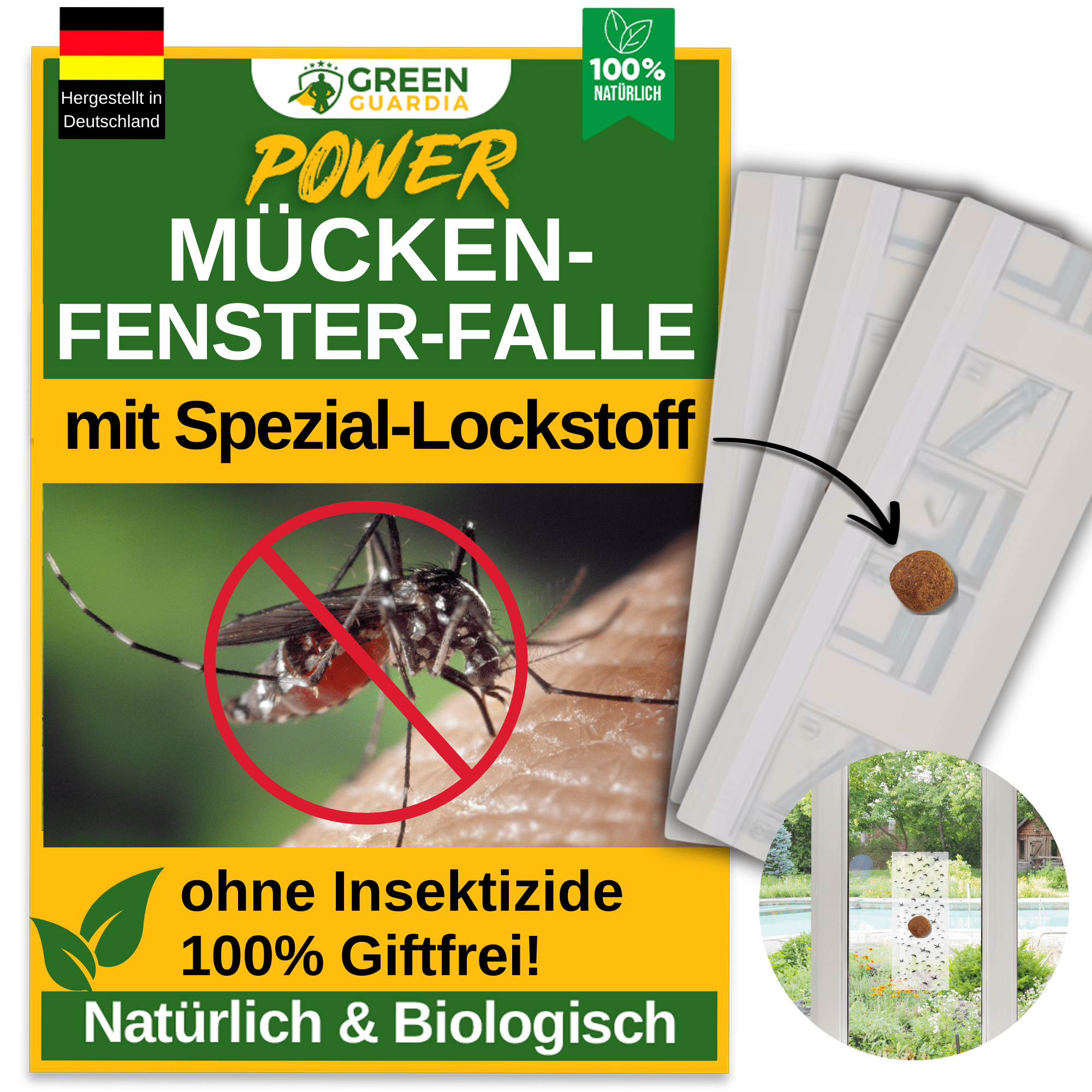 Mücken Fenster - Falle mit Spezial - Lockstoff - Green Guardia - Ihr Experte für Schädlinge und Pflanzen