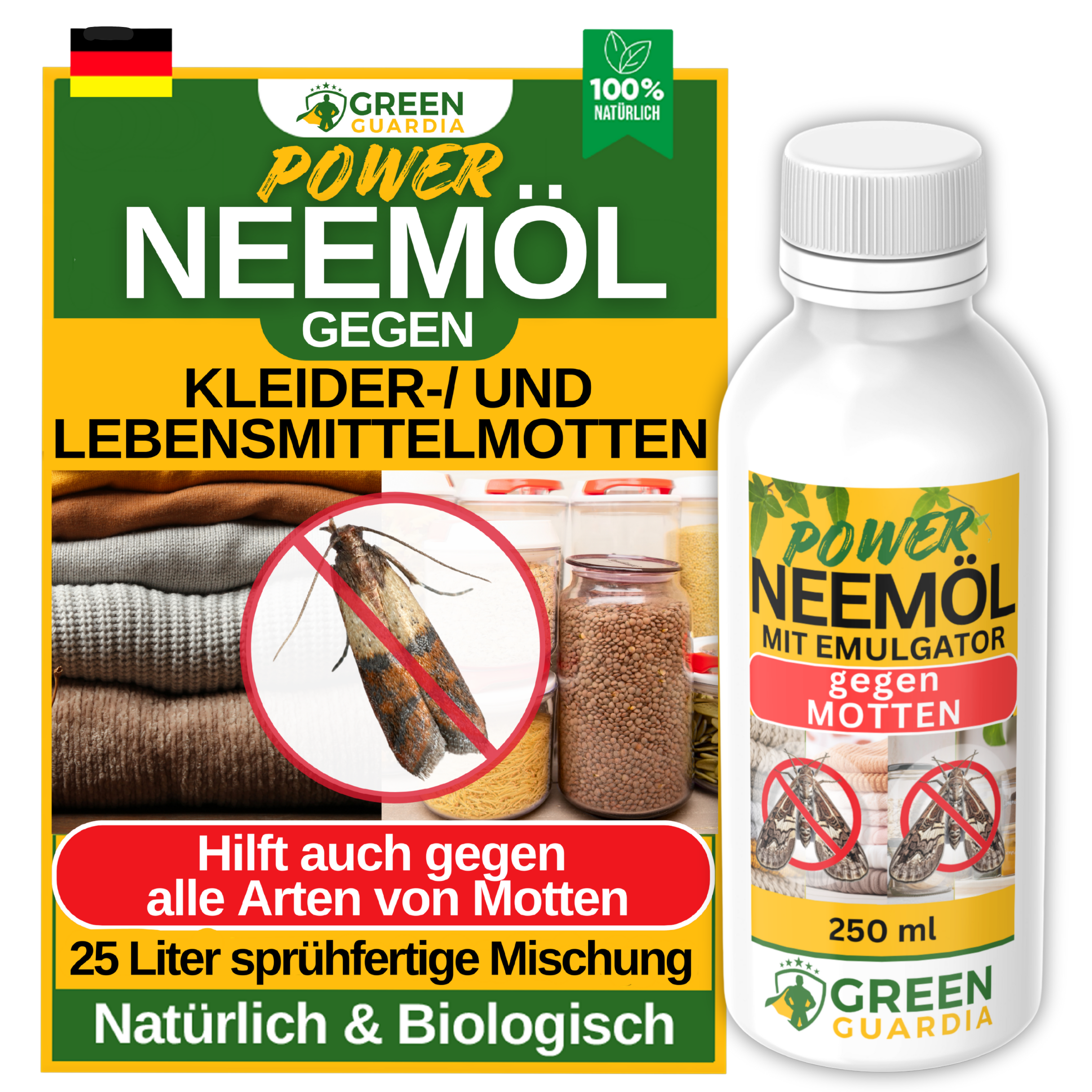 Huile de Neem puissante contre les mites alimentaires et les mites des vêtements 