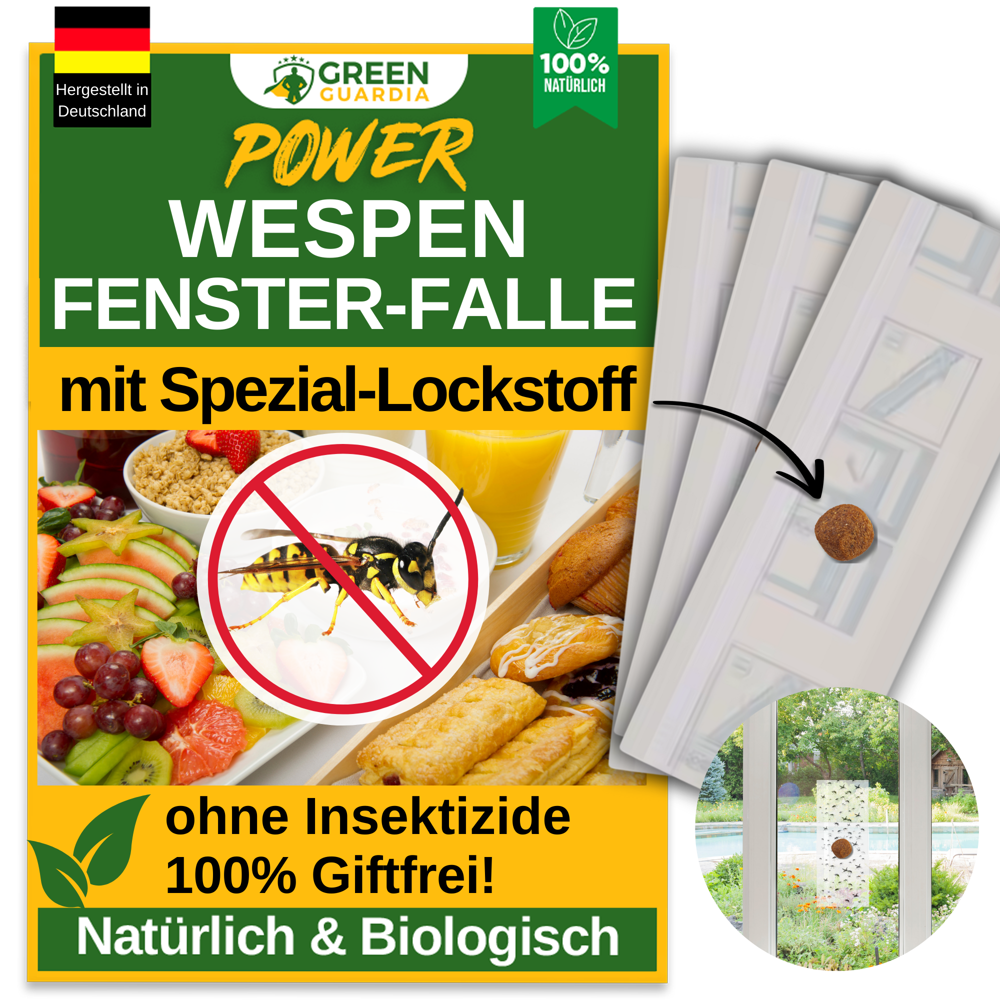 Piège à guêpes pour fenêtre avec attractif spécial 