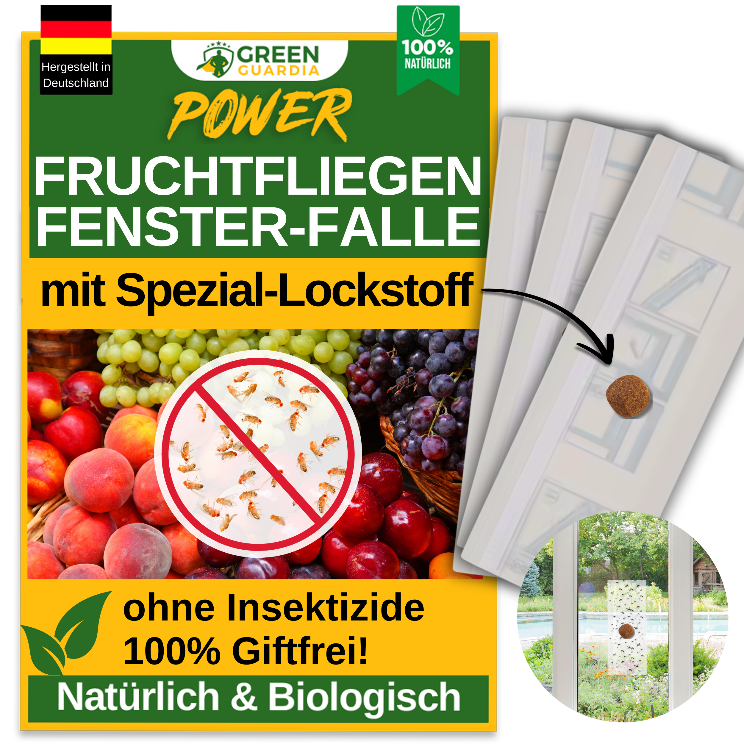 Piège à mouches des fruits pour fenêtre avec attractif spécial 