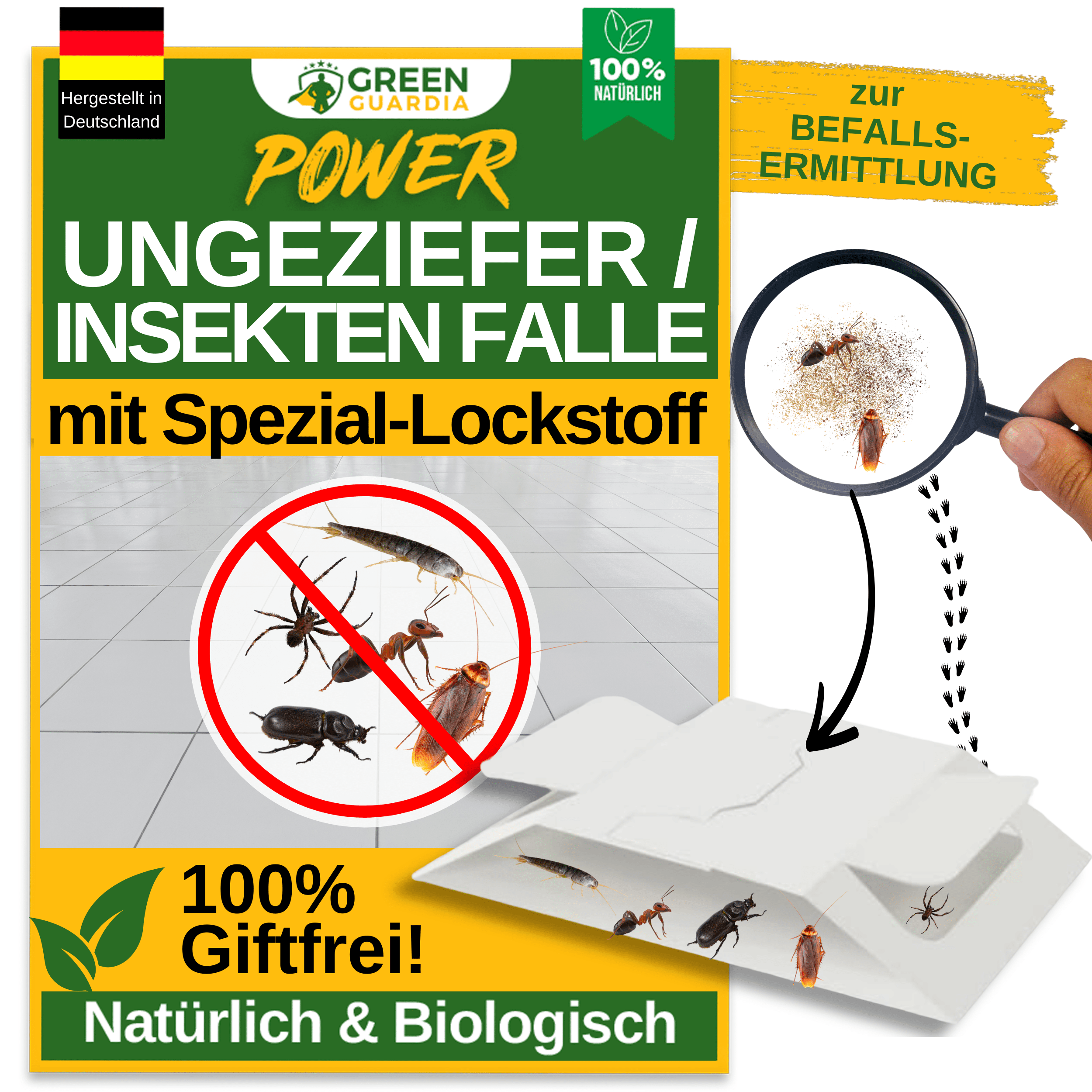 3x Ungeziefer / Insekten Falle mit Spezial - Lockstoff (Gratis) - Green Guardia - Ihr Experte für Schädlinge und Pflanzen