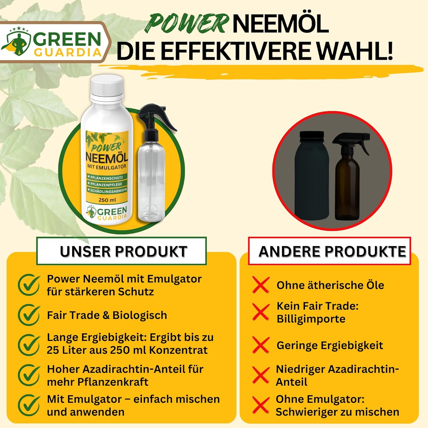 Huile de Neem puissante avec émulsifiant pour plantes d'intérieur et de jardin 