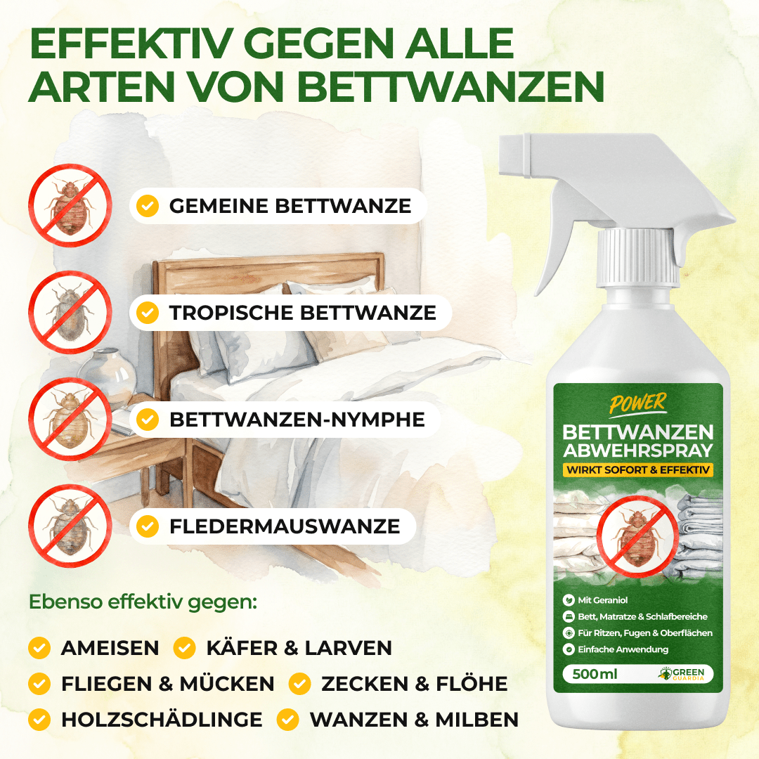 Bettwanzen-Abwehrspray Power-Konzentrat - 500ml - Green Guardia - Ihr Experte für Schädlinge und Pflanzen