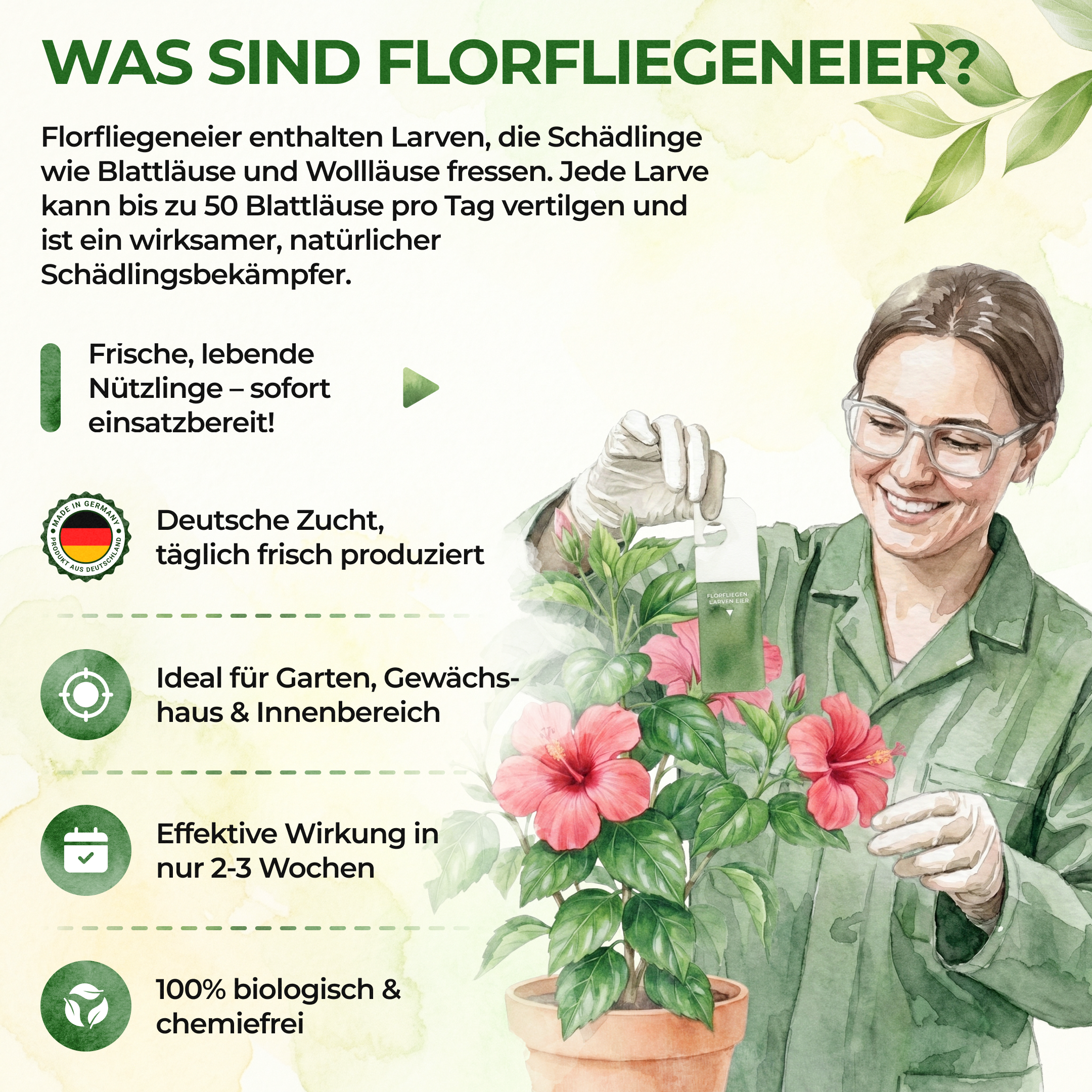 Florfliegeneier gegen Blattläuse, Thripse, Spinnmilben und Co.
