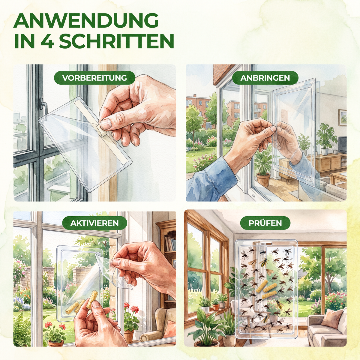 Vliegende insecten raamval met speciaal lokmiddel