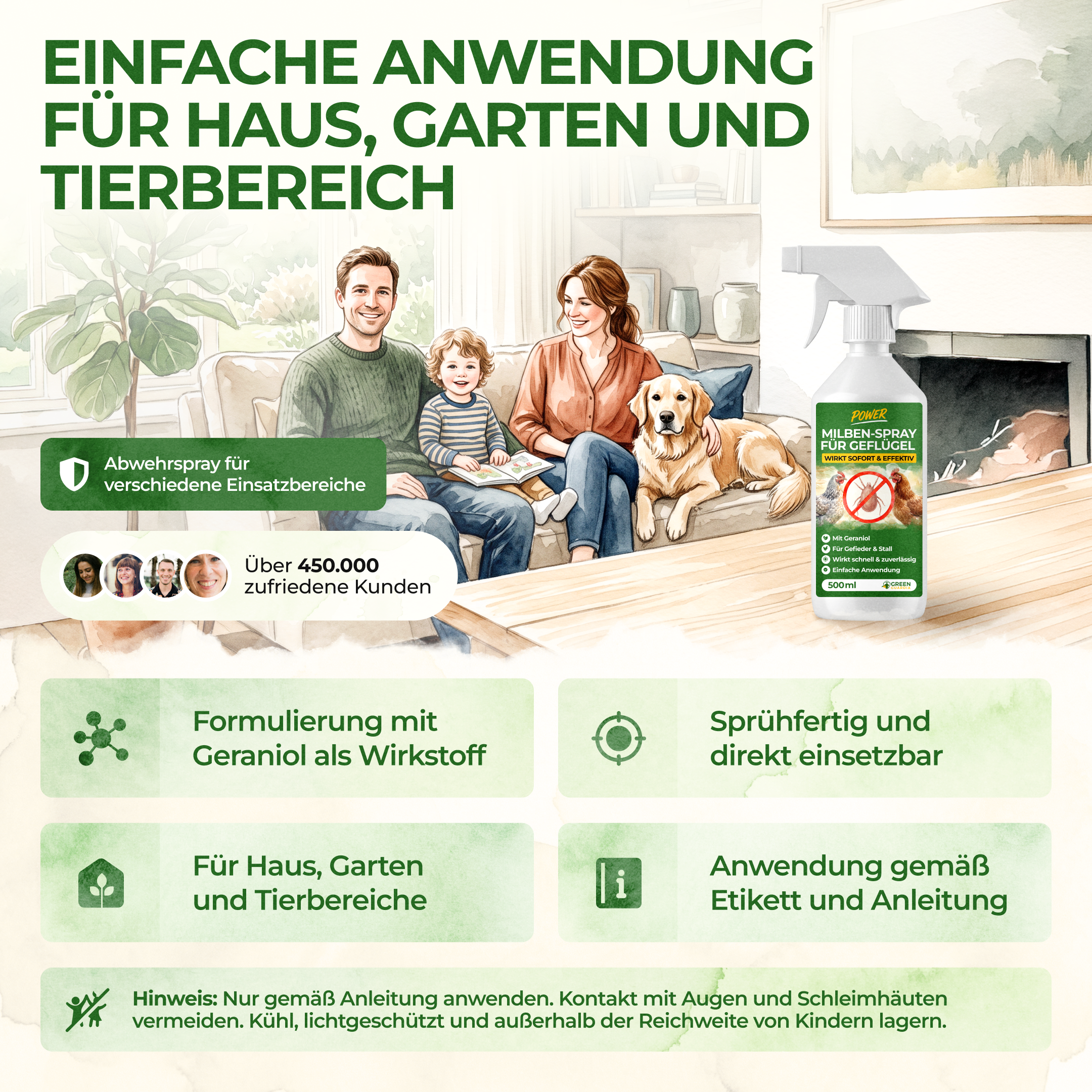 Milben-Abwehrspray für Hühner & Geflügel – Power-Konzentrat 500 ml