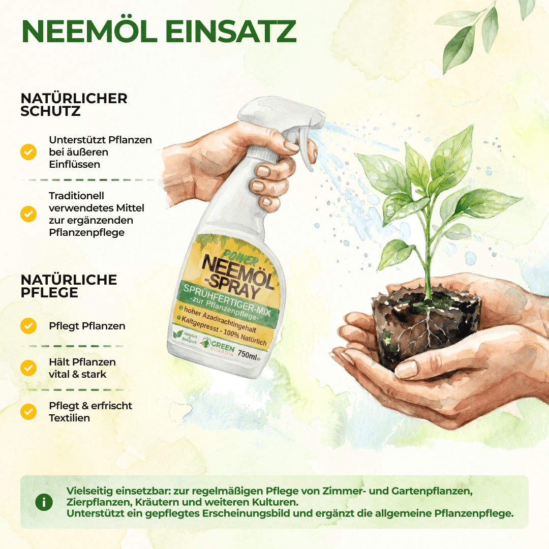 Neemöl-Spray zur Pflanzenpflege (750ml) - Green Guardia - Ihr Experte für Schädlinge und Pflanzen