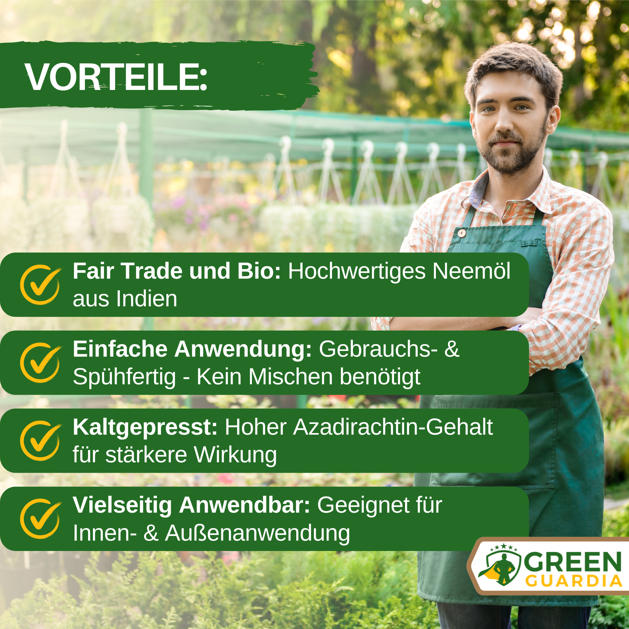 Neemöl Spray 750ml, - Sprühfertig - mit Emulgator zur Pflanzenpflege und Schutz - Green Guardia - Ihr Experte für Schädlinge und Pflanzen