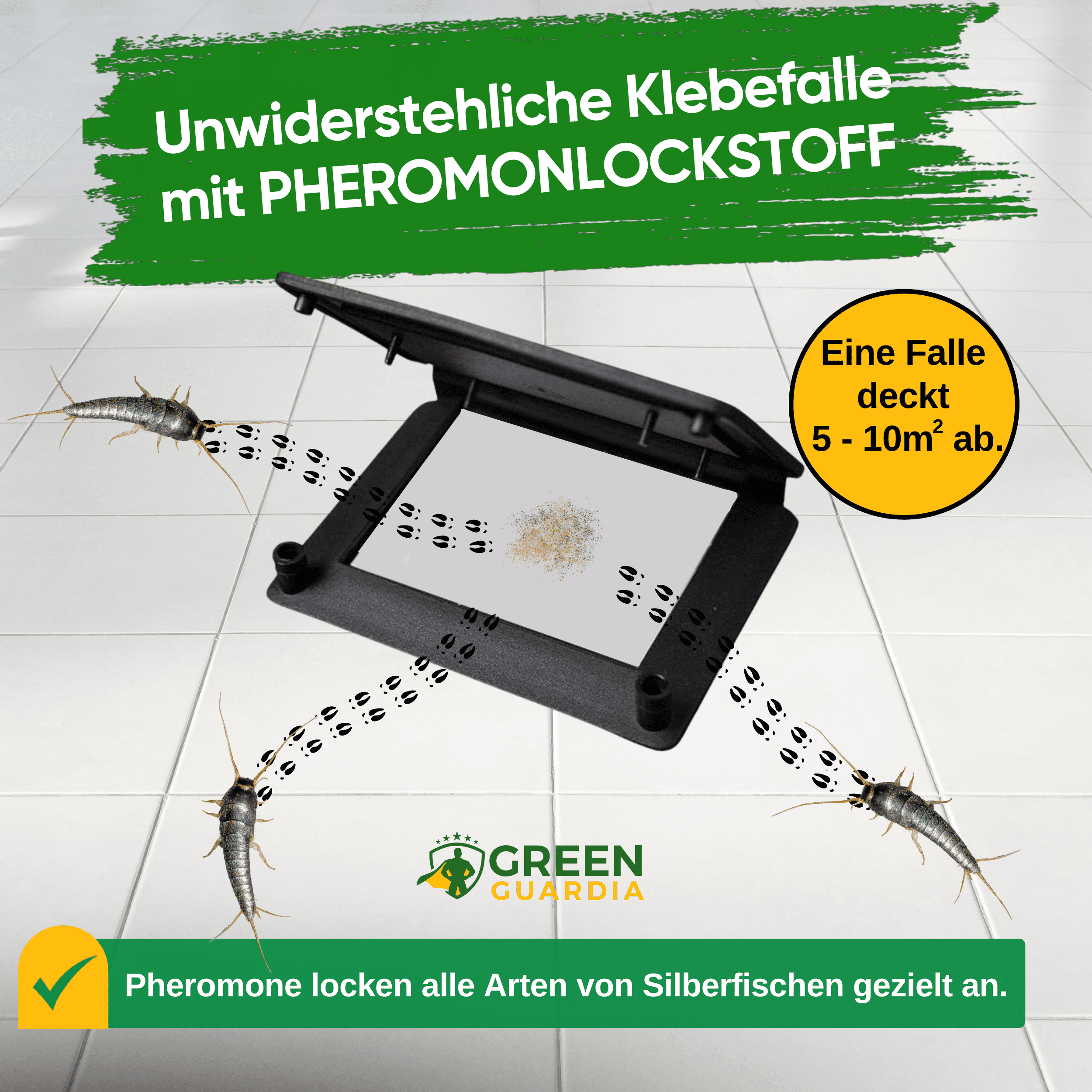 Silberfisch Falle mit Pheromon - Lockstoff - Green Guardia - Ihr Experte für Schädlinge und Pflanzen