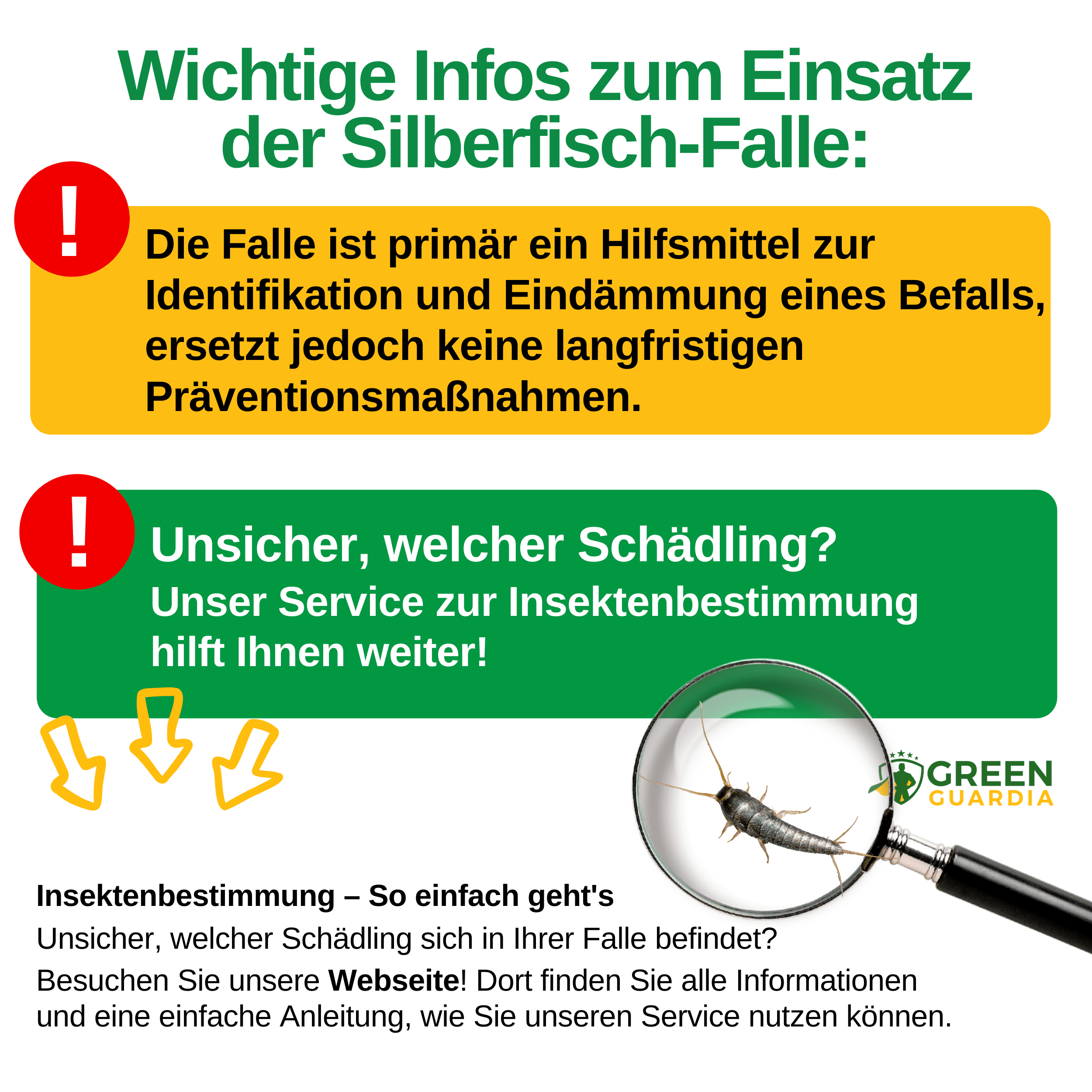 Silberfisch Falle mit Pheromon - Lockstoff - Green Guardia - Ihr Experte für Schädlinge und Pflanzen