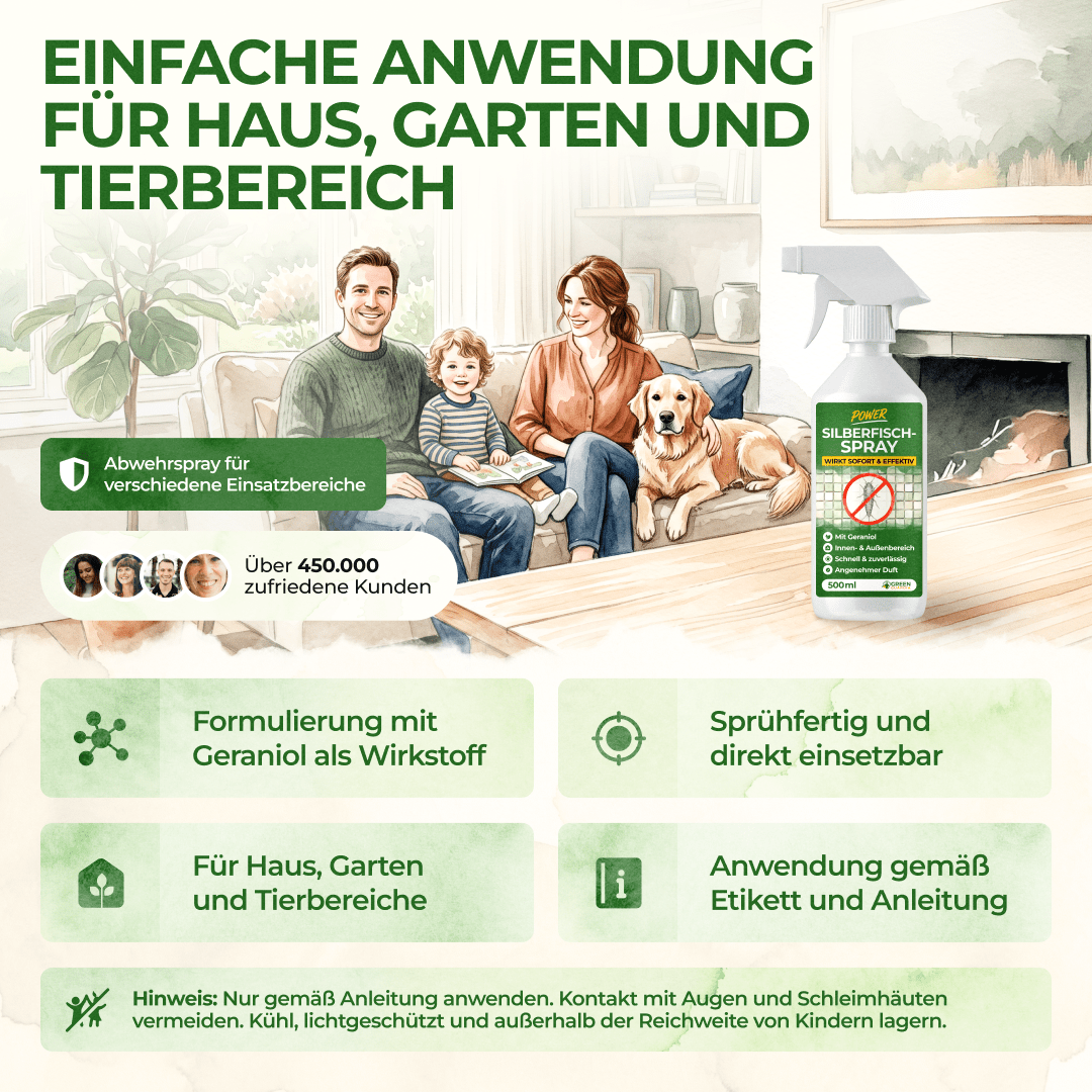 Silberfisch / Papierfisch Abwehrspray Power-Konzentrat - 500ml - Green Guardia - Ihr Experte für Schädlinge und Pflanzen