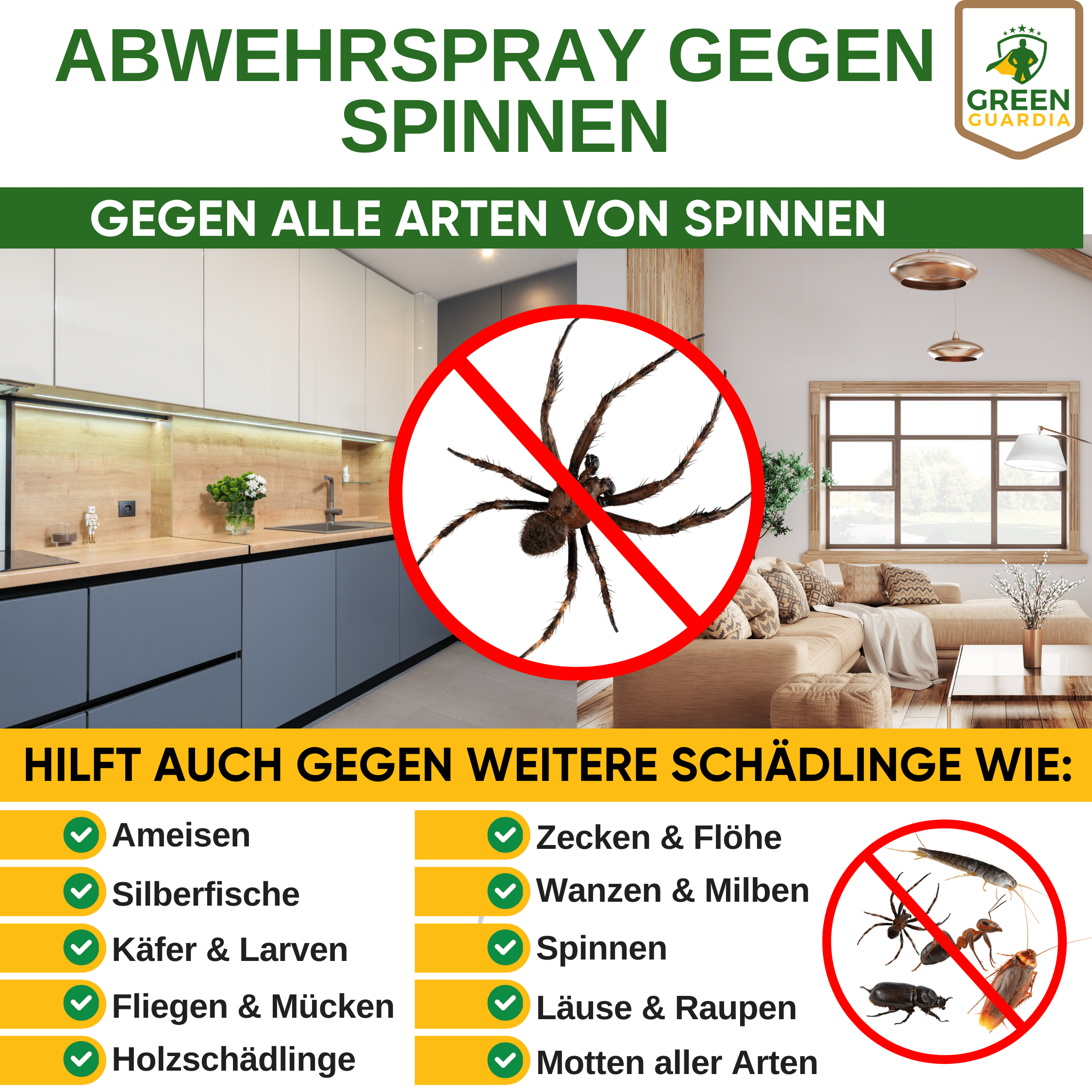 Spinnen Abwehrspray Power - Konzentrat - Green Guardia - Ihr Experte für Schädlinge und Pflanzen