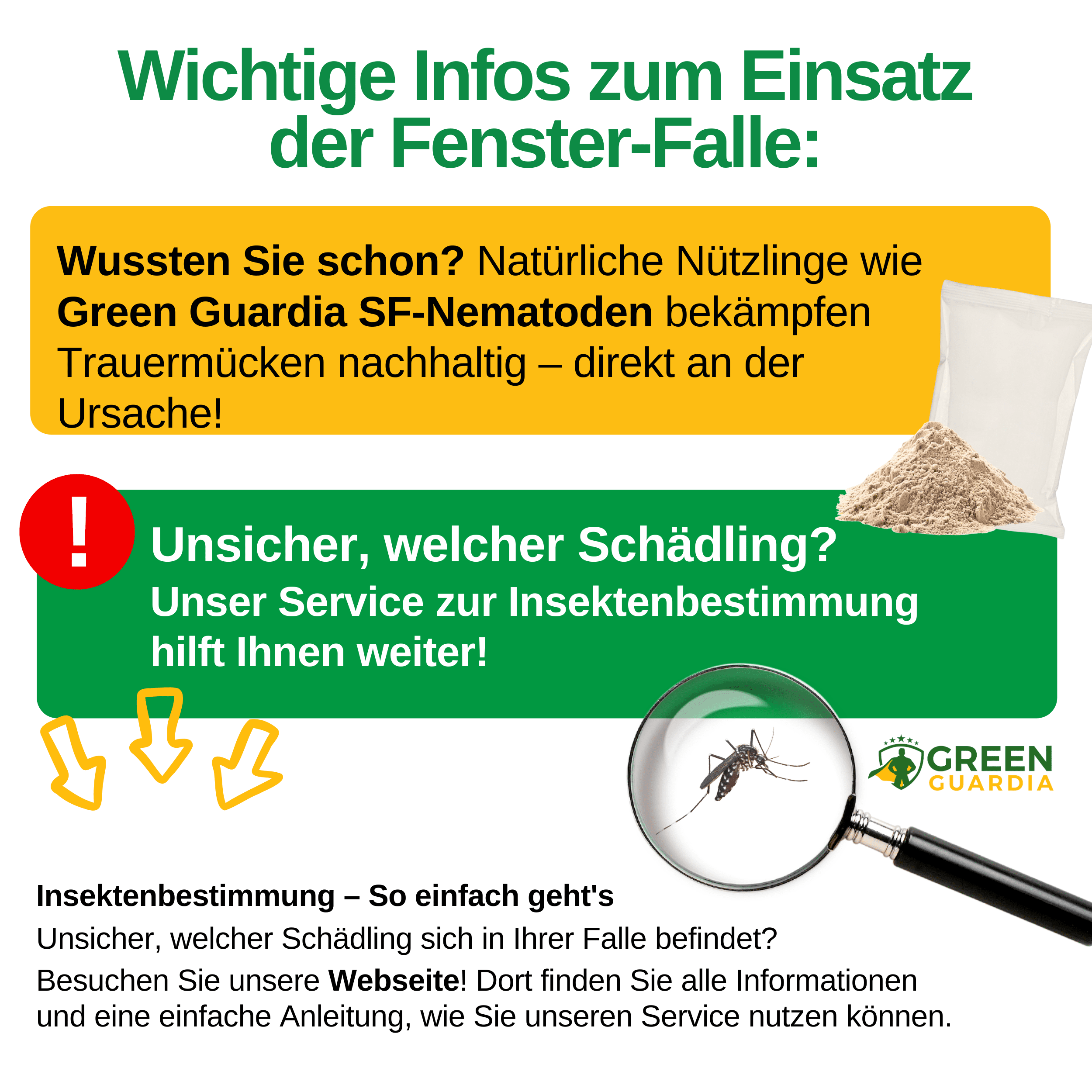 Trauermücken Fenster - Falle mit Spezial - Lockstoff - Green Guardia - Ihr Experte für Schädlinge und Pflanzen