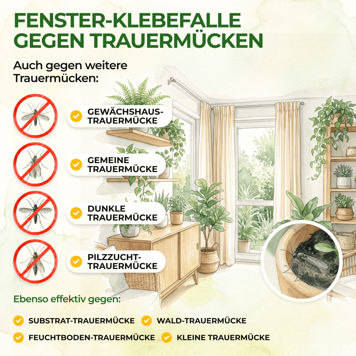 Trauermücken Fenster-Falle - Green Guardia - Ihr Experte für Schädlinge und Pflanzen