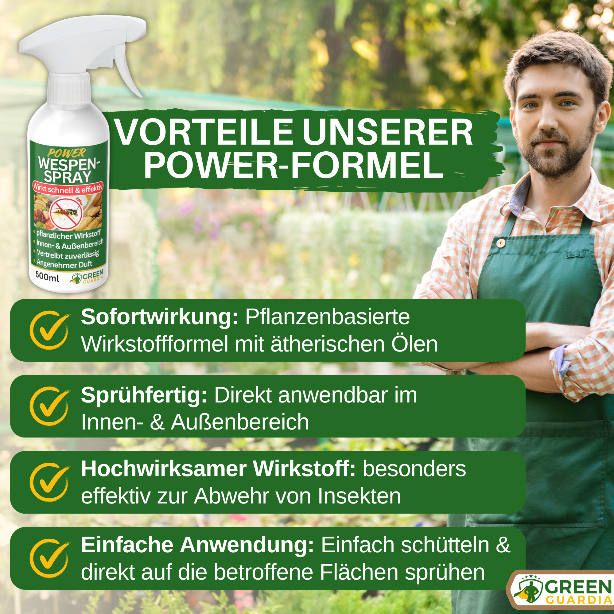Wespen - Abwehrspray Power - Konzentrat - Green Guardia - Ihr Experte für Schädlinge und Pflanzen
