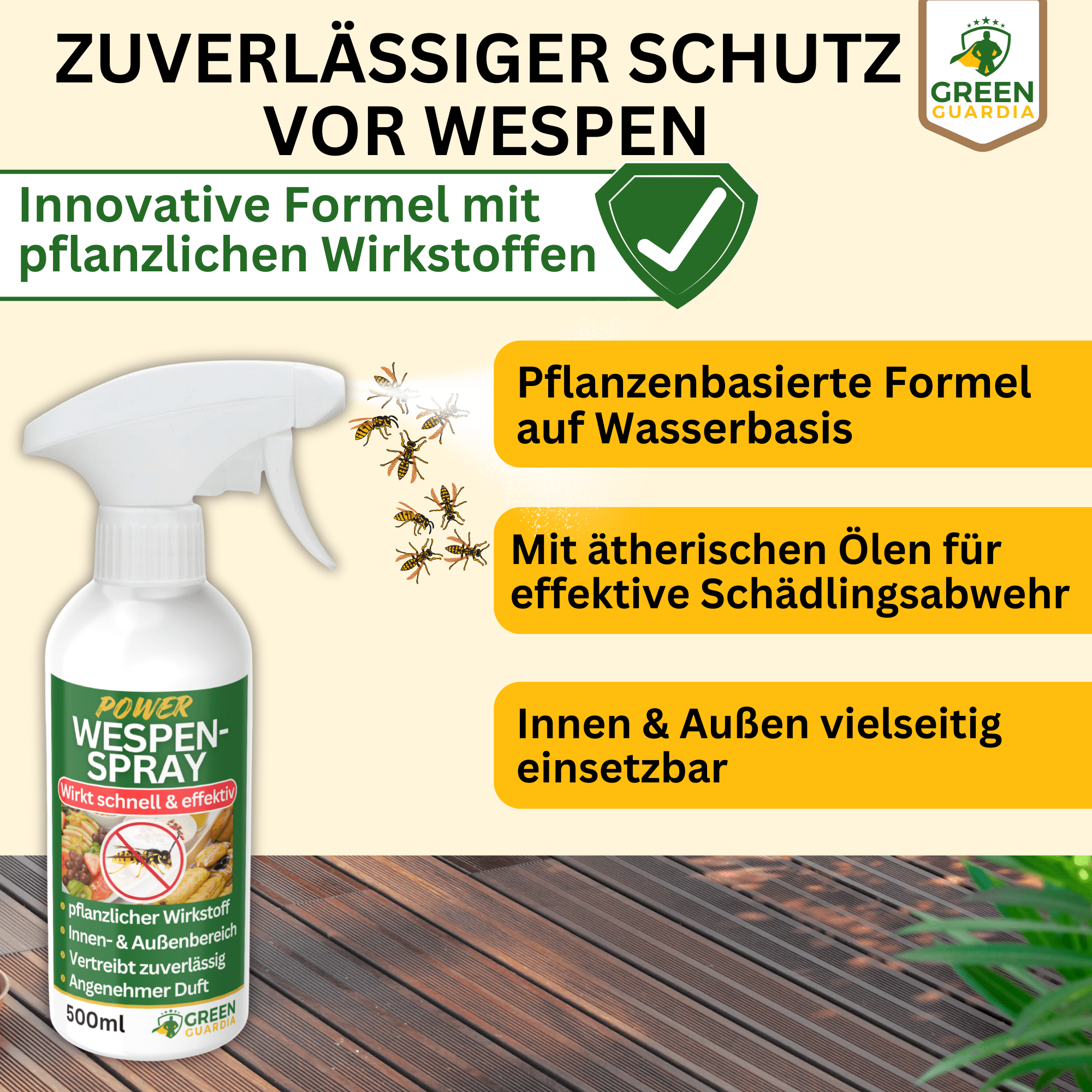 Wespen - Abwehrspray Power - Konzentrat - Green Guardia - Ihr Experte für Schädlinge und Pflanzen