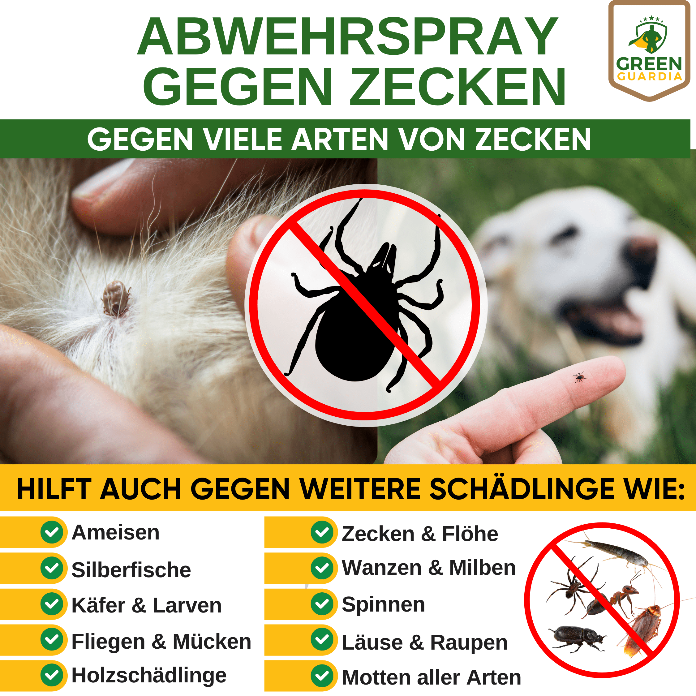 Zecken Abwehrspray Power - Konzentrat für Hunde - Green Guardia - Ihr Experte für Schädlinge und Pflanzen